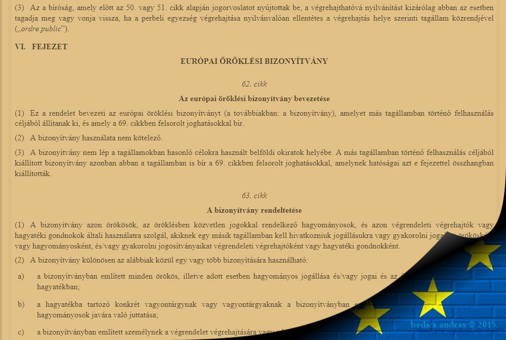 Európai öröklési bizonyítvány Európai öröklési bizonyítvány